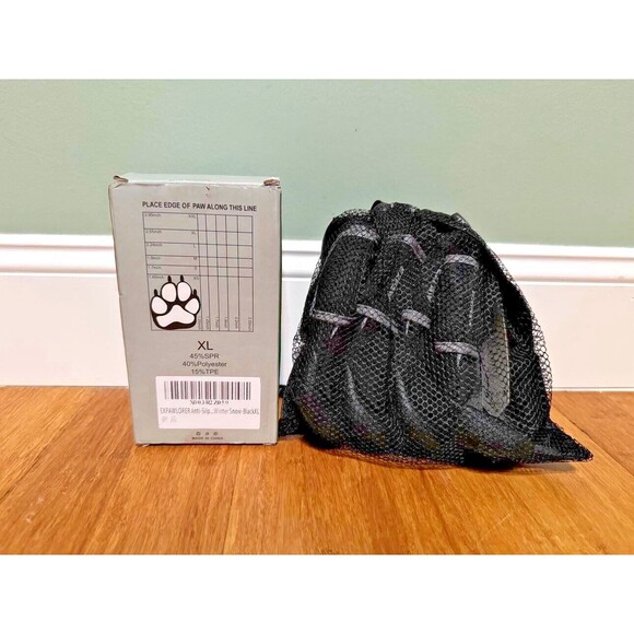 EXPAWLORER Anti-Slip Waterproof Dog Shoes/Boots Reflective Rubber Sole Black XL - Picture 2 of 3